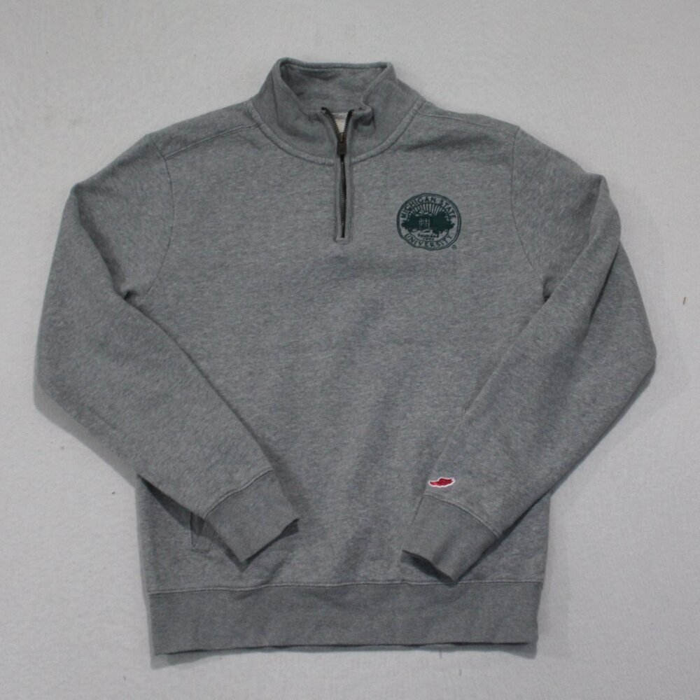 League Men Gray Sweater Michigan University Mock Neck Size Small